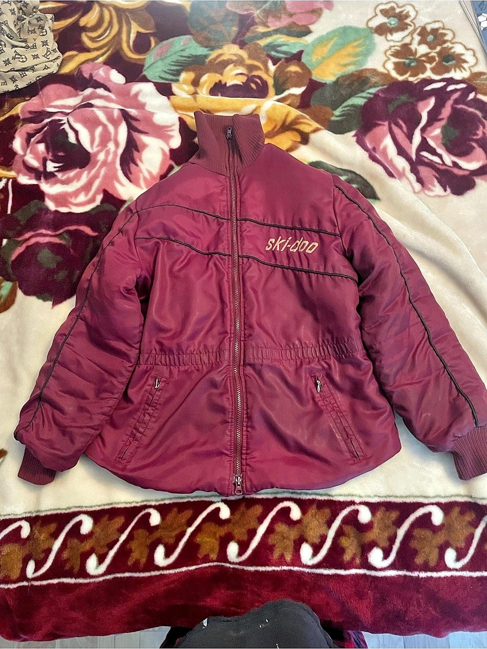 Vintage Womens Bombardier Ski Doo Snowmobile Jacket USA Made Burgundy Size S